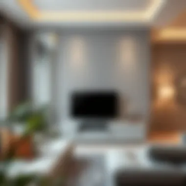 Stylish Gray Mirrored TV Unit in Modern Living Room Stylish gray mirrored TV unit in a modern living room setting.