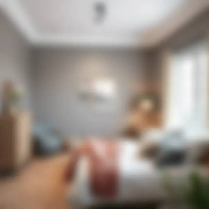 A cozy bedroom showcasing a warm gray palette