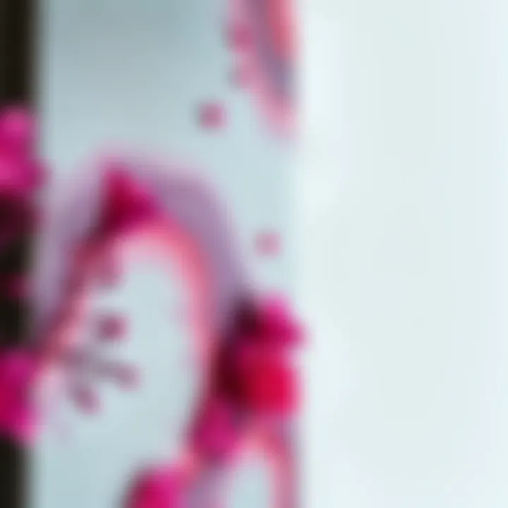 An art piece that harmonizes grey and fuchsia hues creatively.