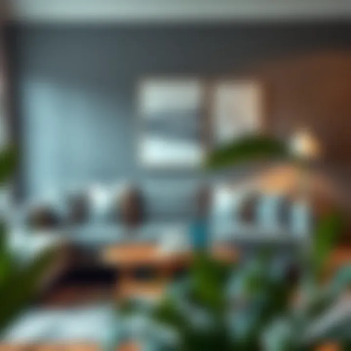 Stylish interior showcasing gray couch with coordinating pillows