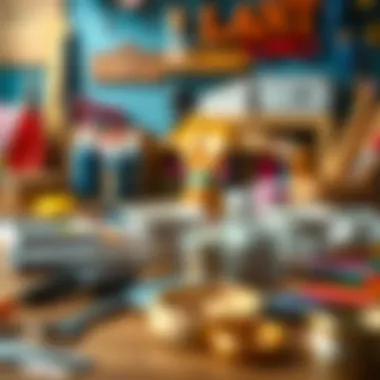 Craft supplies arranged for a creative project