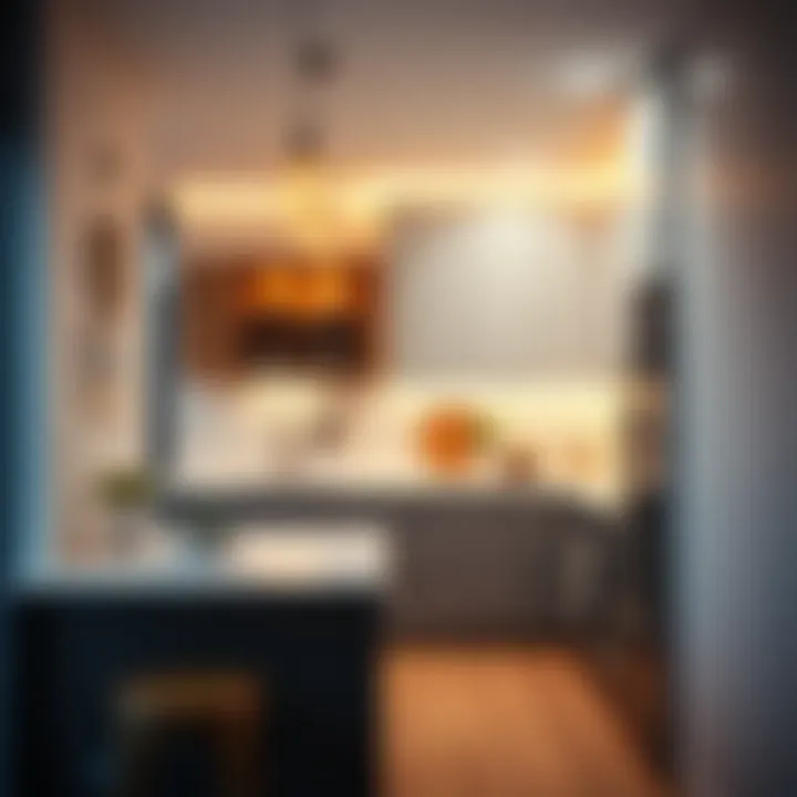 Innovative lighting design in a narrow kitchen layout