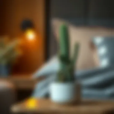 Cactus Placed on a Bedside Table Enhancing Bedroom Decor Cactus placed on a bedside table enhancing bedroom decor