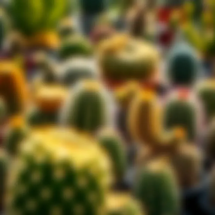 Cactus garden showcasing different species under sunlight