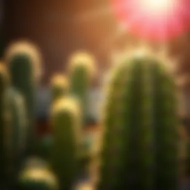 Close-up of a cactus absorbing sunlight