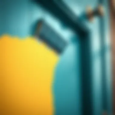 Close-up of paint application on a door surface