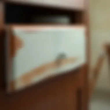 Close-up of brush strokes on cabinet