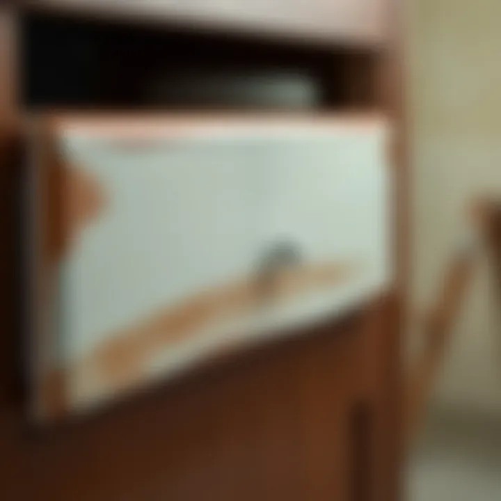 Close-up of brush strokes on cabinet