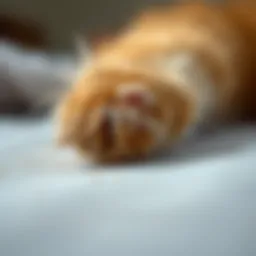A close-up of cat hair on a fabric surface