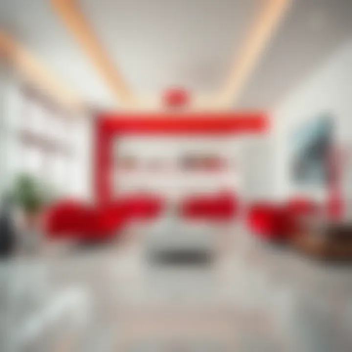 Modern Design and Color Psychology Psychological impact of red and white colors depicted in a modern design