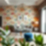 Elegant living room featuring Koçtaş wallpaper