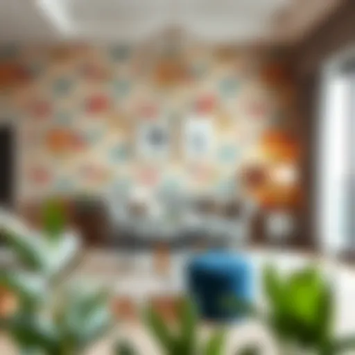 Elegant living room featuring Koçtaş wallpaper