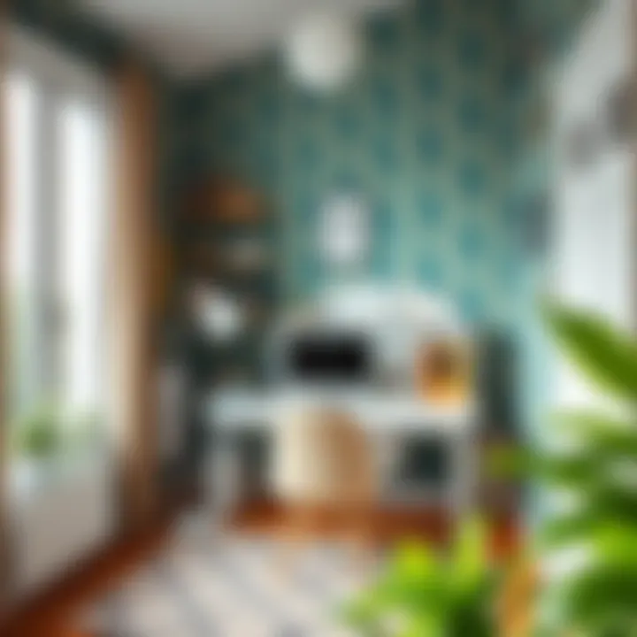 Inspire Your Work Space with Koçtaş Home office decorated with modern Koçtaş wallpaper