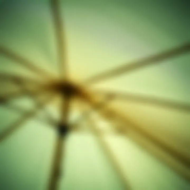 A close-up view of the fabric and material quality of a Koçtaş garden umbrella.