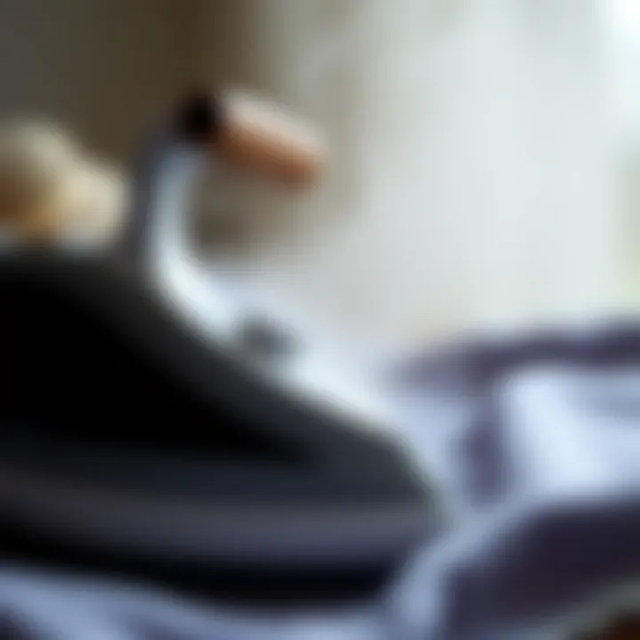 Close-up of steam from an iron smoothing out fabric wrinkles