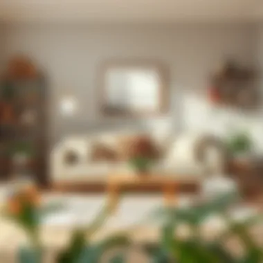 Neutral Sofa in Cozy Reading Nook Cozy reading nook featuring a neutral-toned sofa with layered textiles