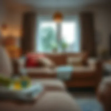 Spot cleaning a couch with a homemade cleaning solution