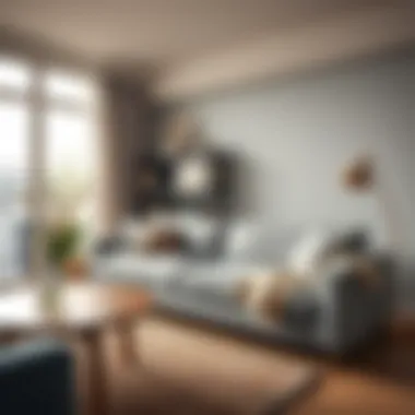 A clean and inviting living room featuring a well-maintained couch