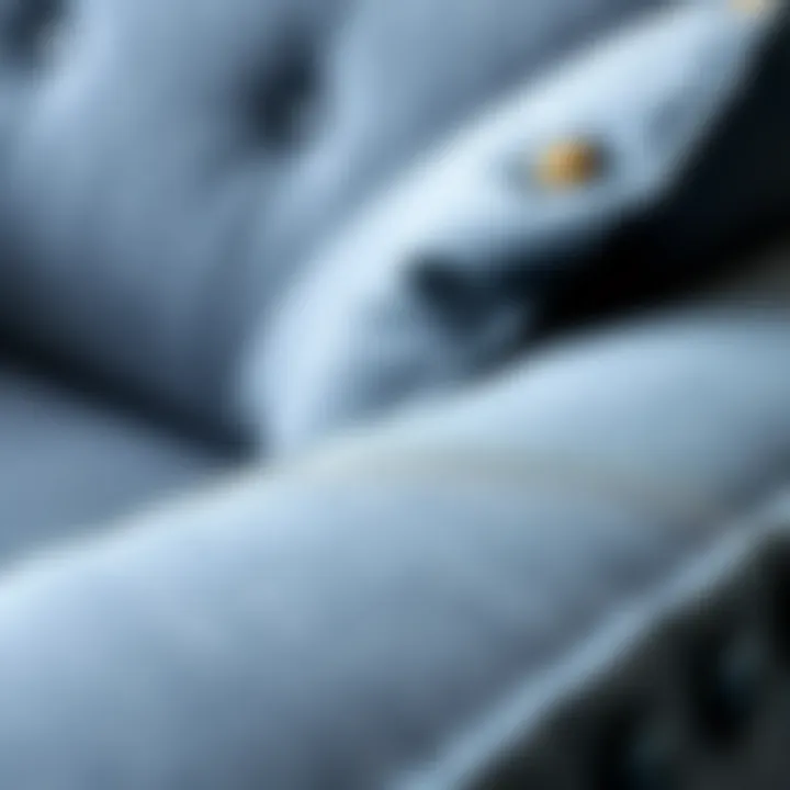 Close-up of dark blue gray fabric texture on sofa