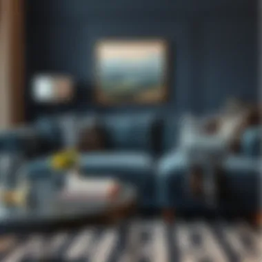 Dark blue gray sofa set enhancing home decor