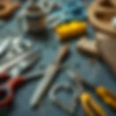 Tools laid out for the embroidery removal task