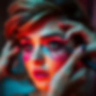 A vibrant display of makeup application techniques in action.