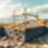 A detailed view of a raft foundation structure