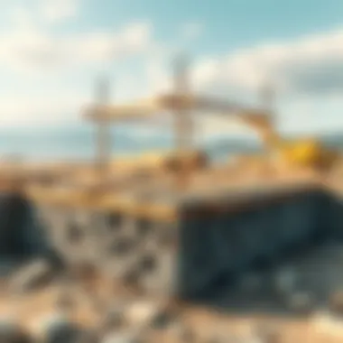 A detailed view of a raft foundation structure