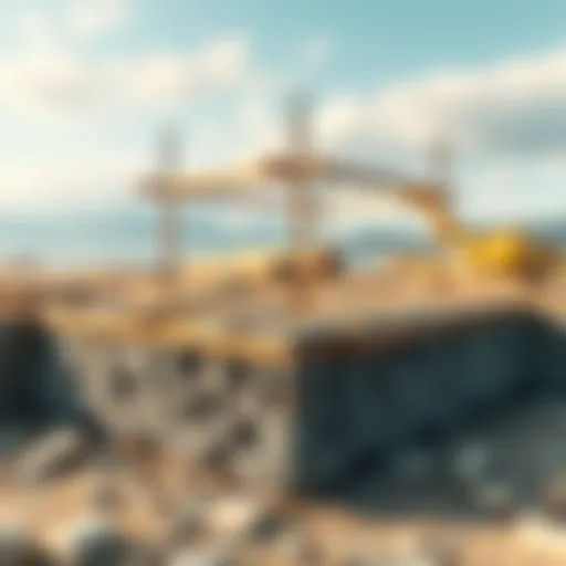 A detailed view of a raft foundation structure