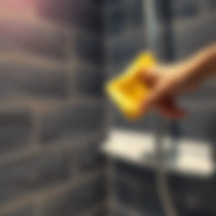 Detail of Cleaning Surfaces in Shower Cabin Close-up of mika shower cabin's surface being cleaned