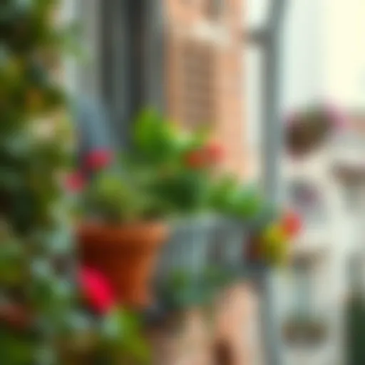 Charming mini balcony with vibrant plants
