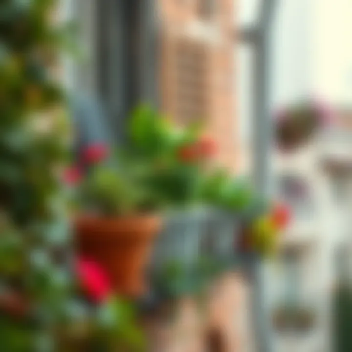 Charming mini balcony with vibrant plants