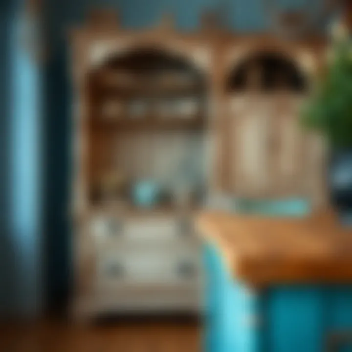 A beautifully aged wooden furniture piece showcasing the effects of distressed paint.