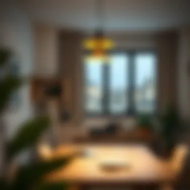 Stylish Pendant Lighting Enhancing Workspace Stylish pendant lighting over a modern desk