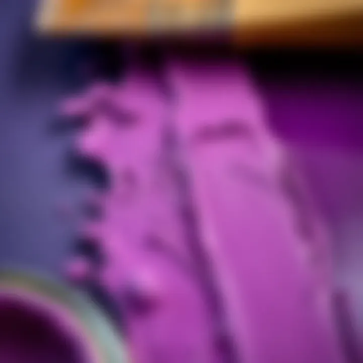 A close-up of different shades of purple paint