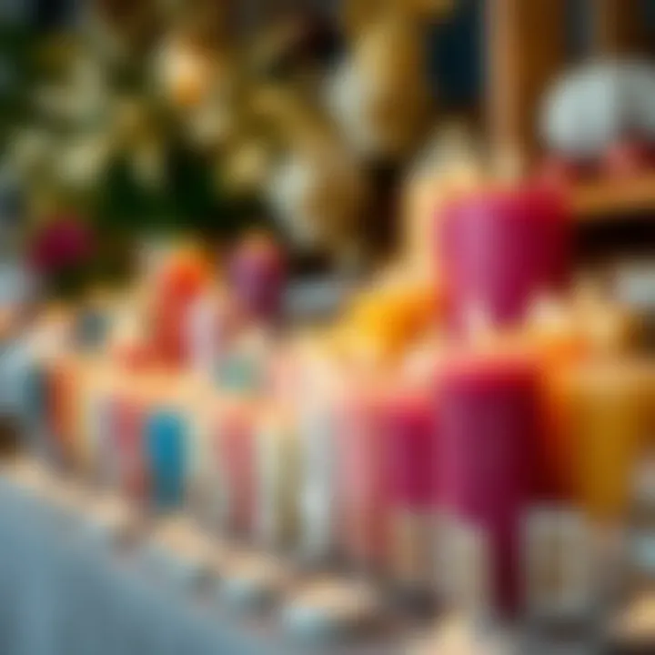 Aesthetic Display of Artisan Candles Colorful handmade candles displayed attractively