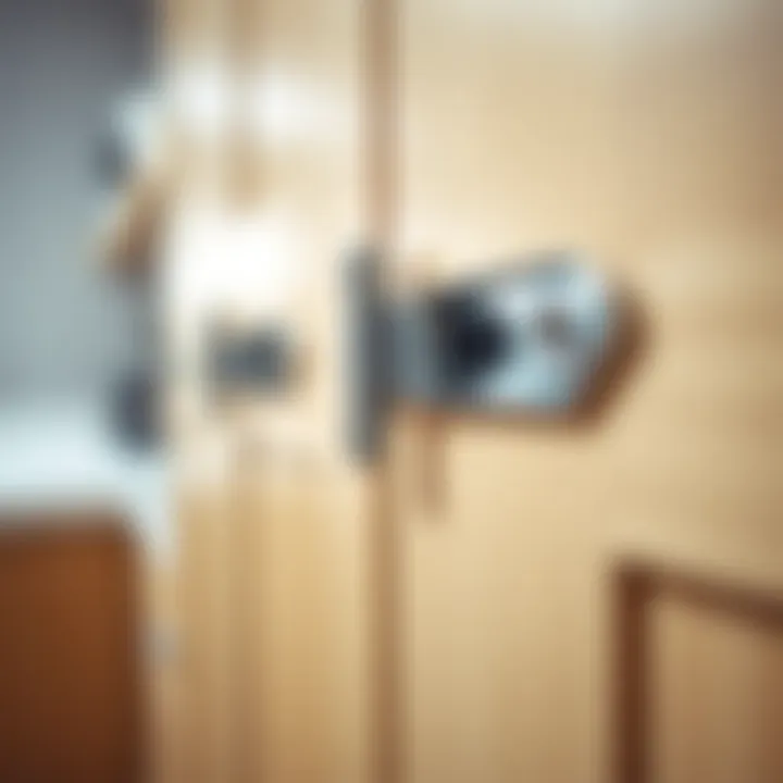 Cabinet Hinges Installation Close-up of cabinet hinges during installation