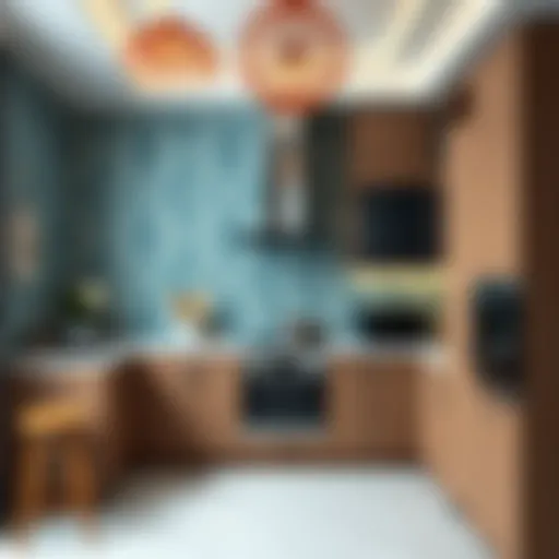 Stylish kitchen wallpaper with geometric pattern