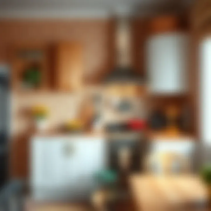 Warm-toned wallpaper enhancing a cozy kitchen atmosphere