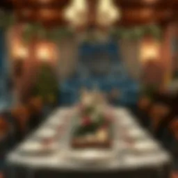 Elegant New Year dinner table setting with traditional decor