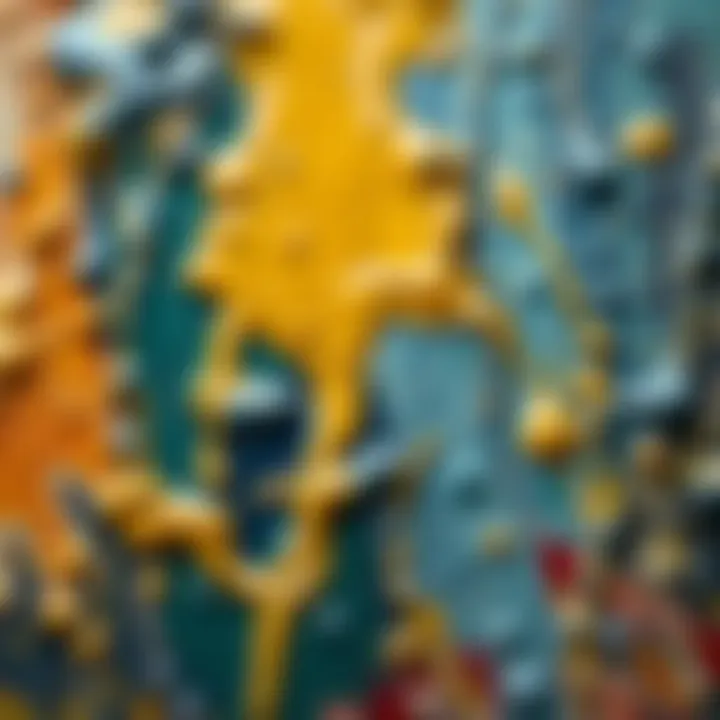 Close-up of oil paint drying on canvas