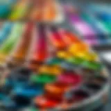 A vibrant palette of oil paints showcasing various colors