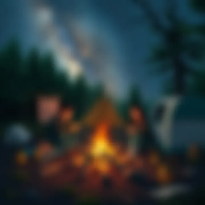 Cozy Bonfire Experience in Nature Campers enjoying a bonfire under the stars