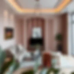 Elegant interior design showcasing open mauve tones