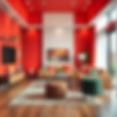 Modern living room showcasing a bold color scheme