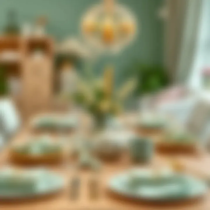 Charming Table Setting with Pistachio Green Themes A beautifully arranged table setting with pistachio green elements