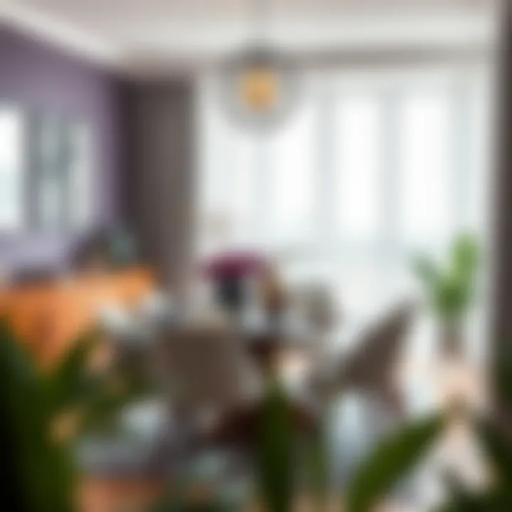 Charming Dining Area with Plum Accents Charming dining area enhanced by plum accents and modern decor elements