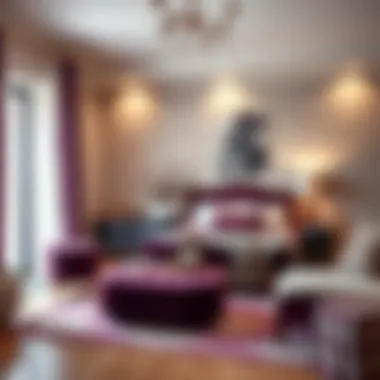 Stylish Bedroom with Plum Furniture and Textiles Stylish bedroom showcasing plum furniture and coordinated textiles