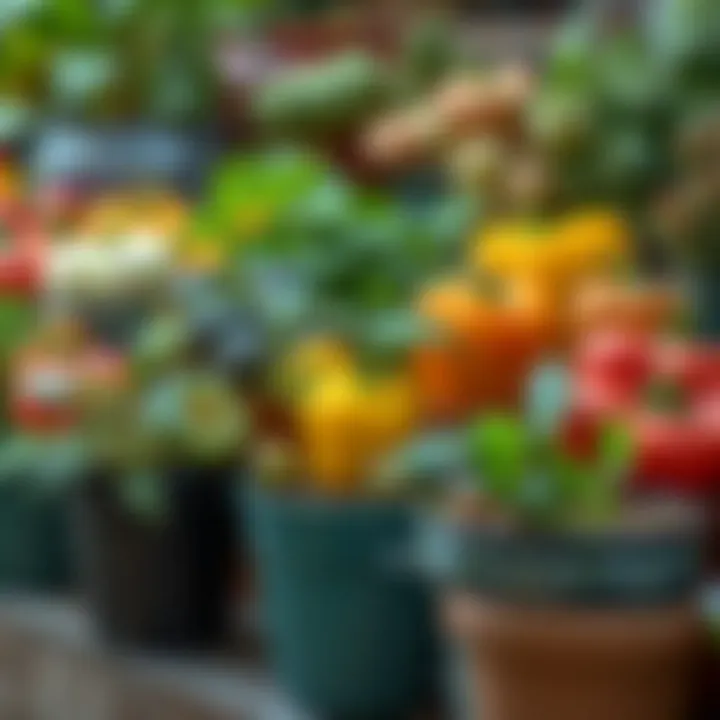 A vibrant selection of potted vegetables showcasing a variety of species.