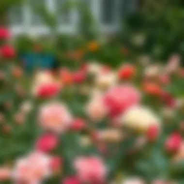 A garden filled with various rose bushes